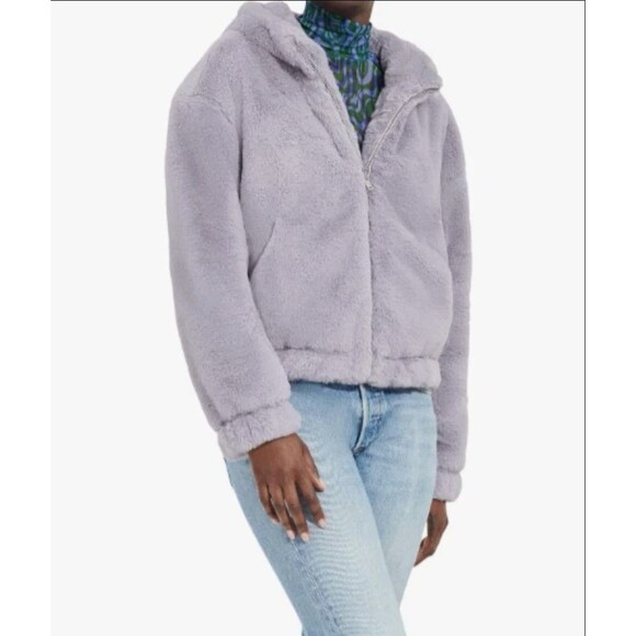 UGG Medium Mandy Faux Fur Hoodie Ii Sweater Cloudy Grey Coat Jacket - Picture 3 of 12